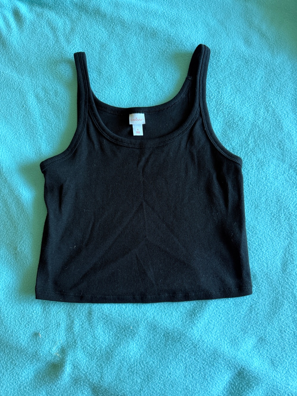 Colsie Black Ribbed Tank Crop